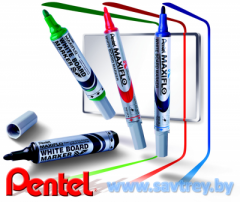 Pentel маркер для доски Maxiflo c подкачкой 4 цвета