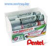 Pentel набор маркеров для доски Maxiflo c подкачкой 4 цвета + щетка